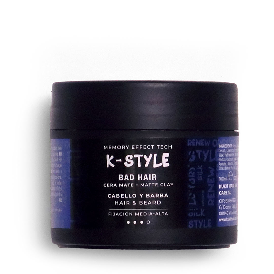 stylscomercial-stylsigualada-kukit k-style cera mate cabello y barba fijacion media alta 100 ml.