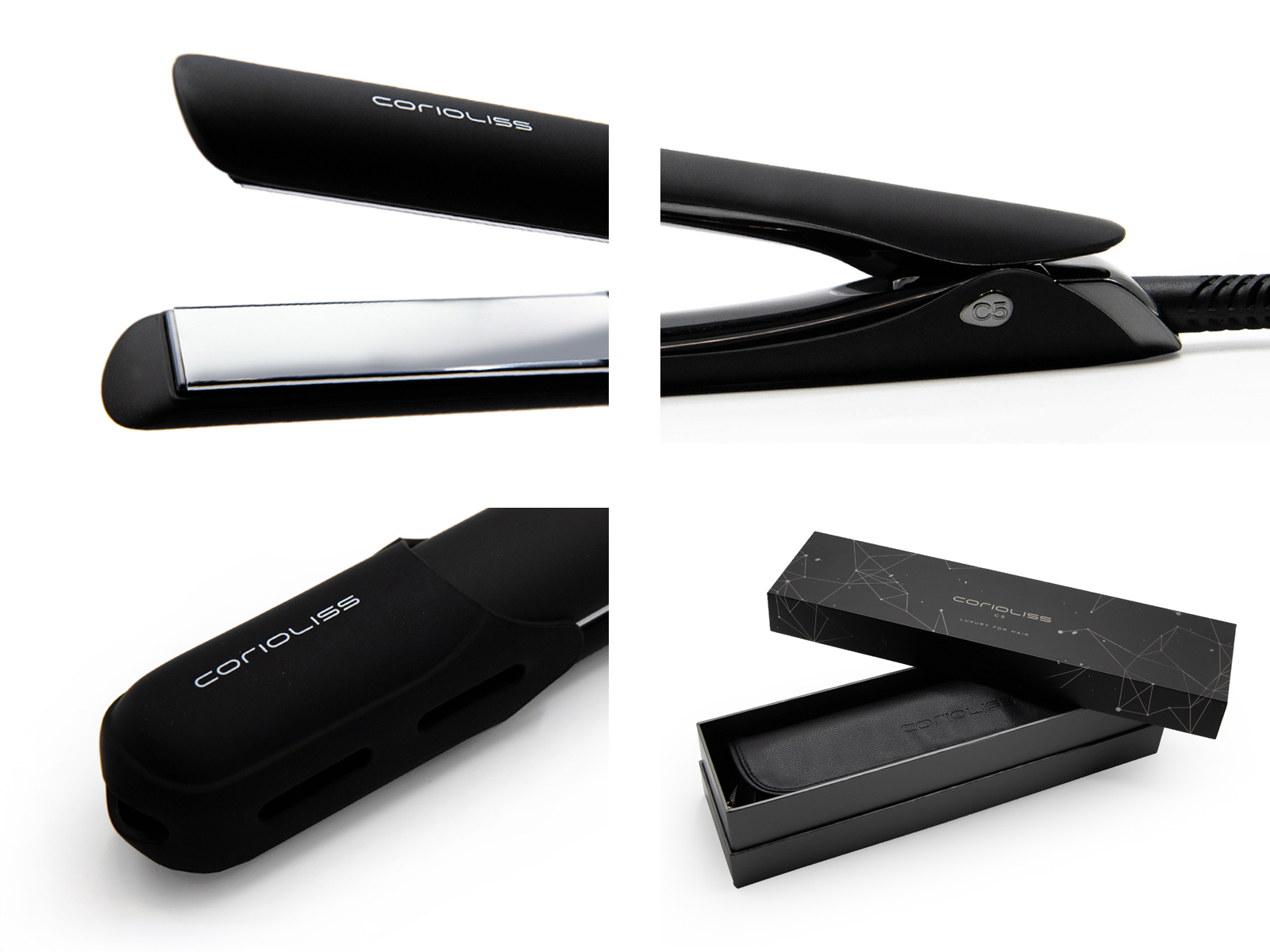 stylscomercial-stylsigualada-plancha corioliss C5 black chrome-caja