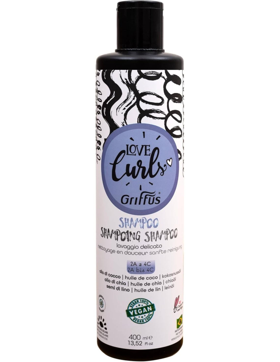 stylscomercial stylsigualada griffus love curls Champú Limpia Suave (2A 4C) 400 ml